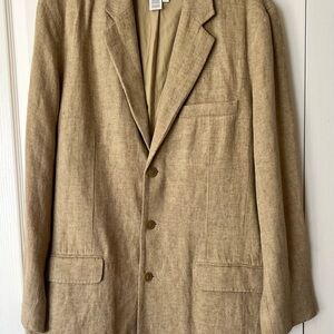 The Territory Ahead Beige Silk-Linen Blazer